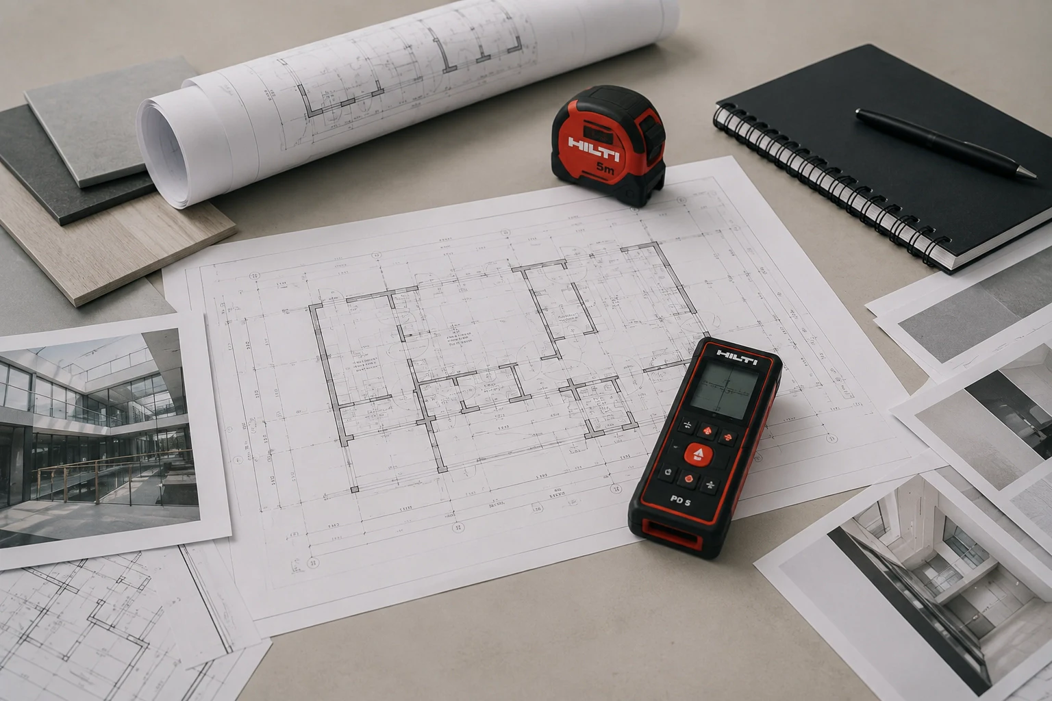 Measured drawings and laser measurement equipment