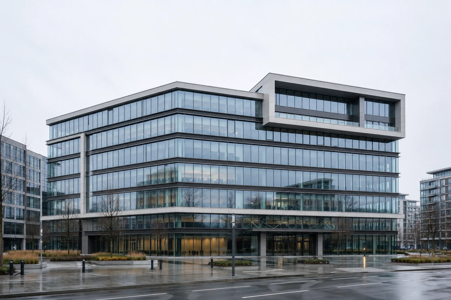 Contemporary glazed office building selected for a BOMA area study